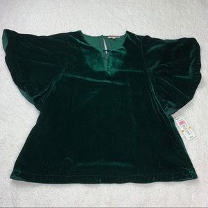 Gibson Latimer Dark Green Popover Tunic Top Velvet